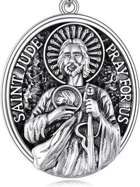 Saint Jude Necklace Sterling Silver St Jude Medal Pendant Necklaces